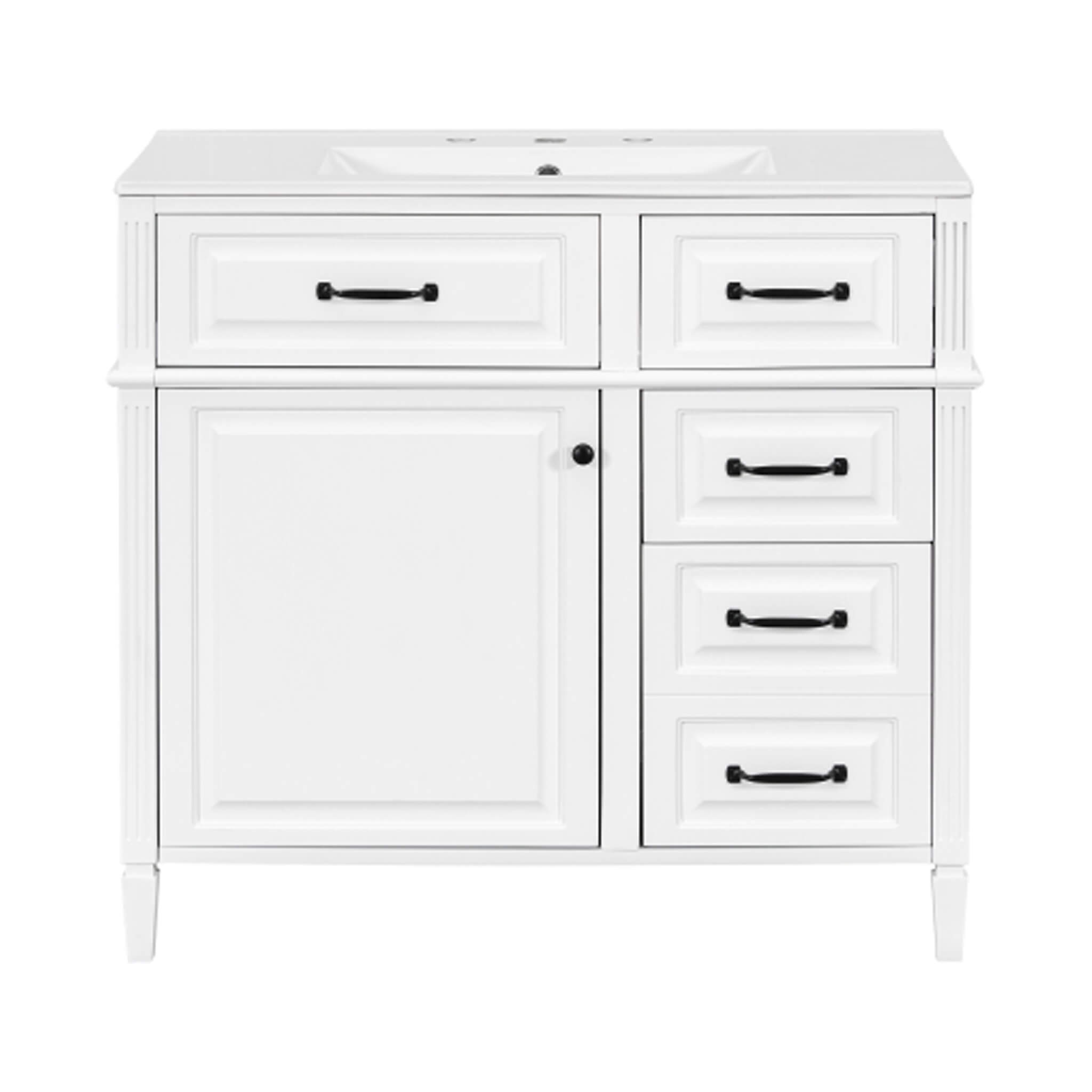 Nuvia 36-Inch Freestanding Bathroom Vanity With Ceramic Sink And Storage Cabinets [Faucet Not Included] (SAK41792) – SAKSBY W