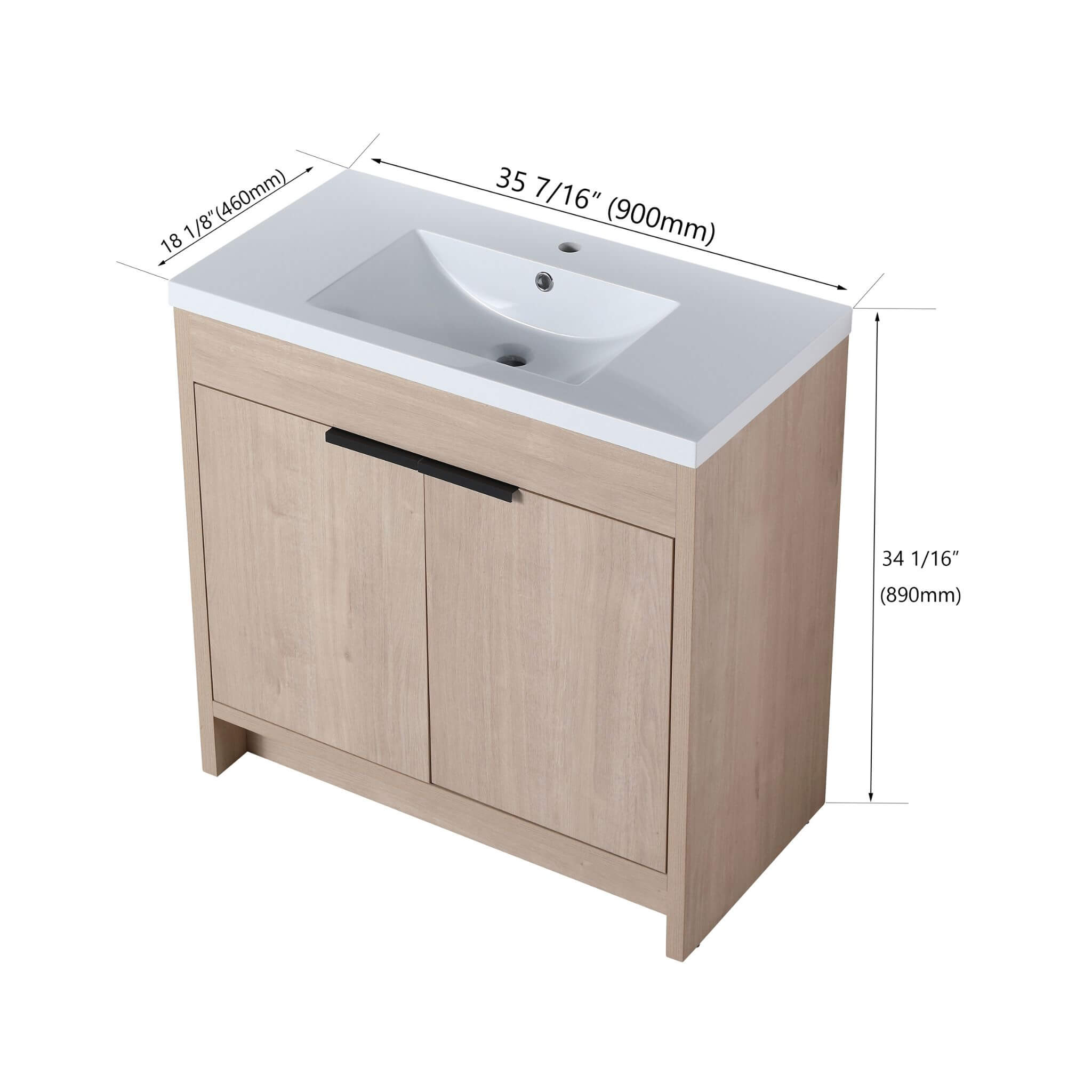 Nuvia 36-Inch Freestanding Bathroom Vanity With White Resin Sink (SAK39274) – SAKSBY WHOLESALE, view 24