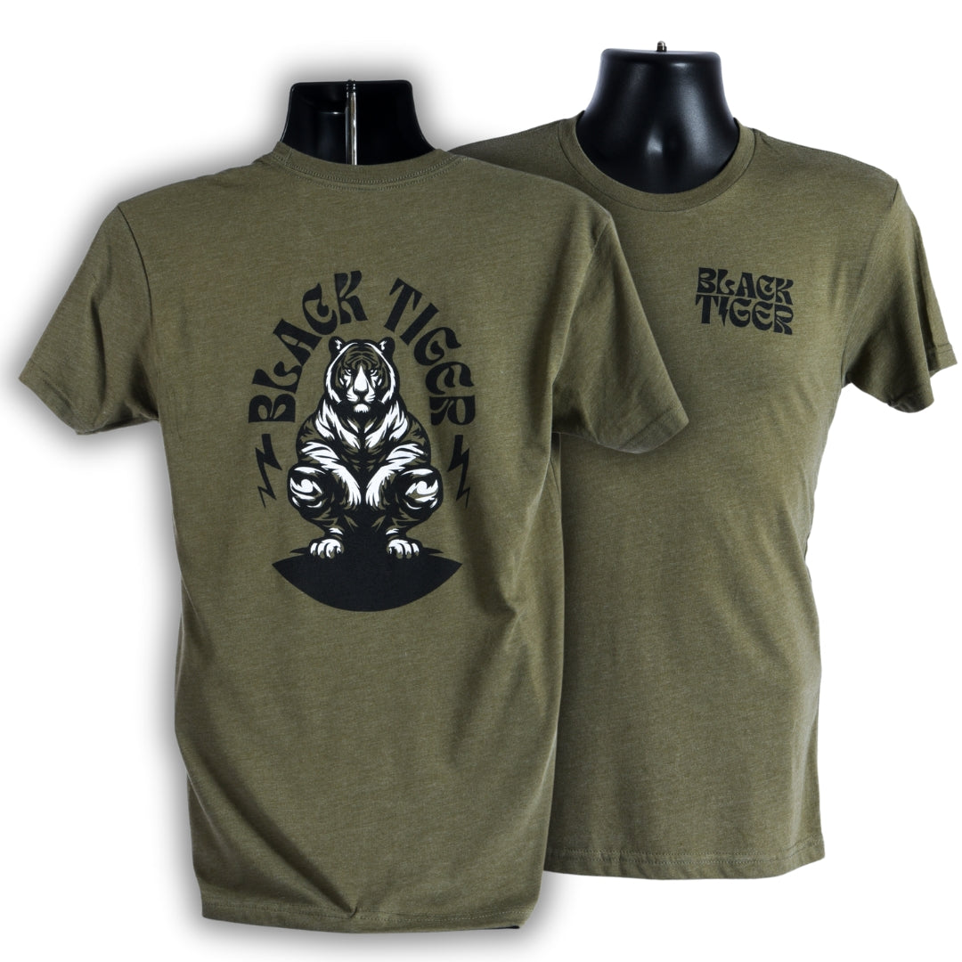 Black Tiger International Black Tiger Logo Tee Shirt — branding close-up