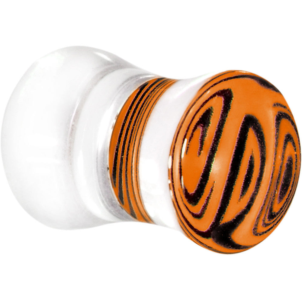 BodyCandy 2G Tangerine Zebra Acrylic Saddle Plug — main product shot