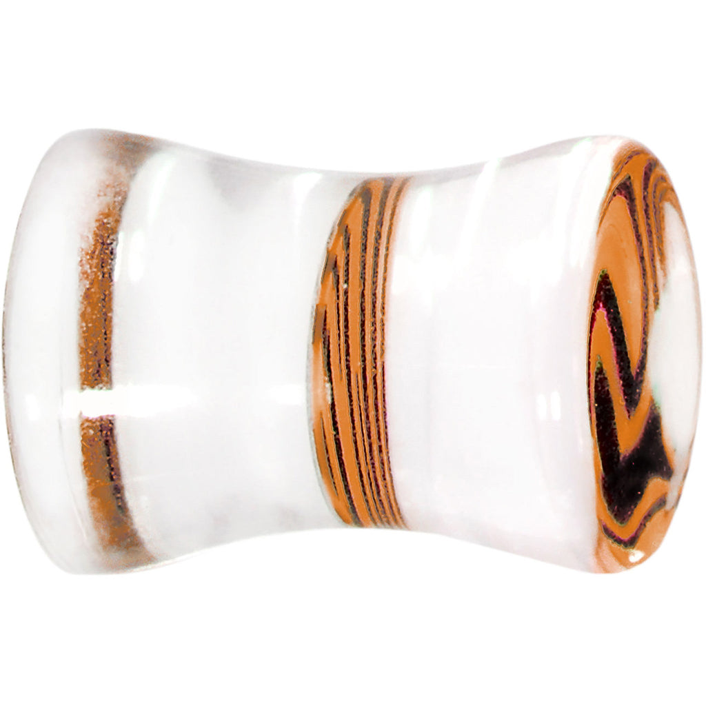 BodyCandy 2G Tangerine Zebra Acrylic Saddle Plug — lifestyle context