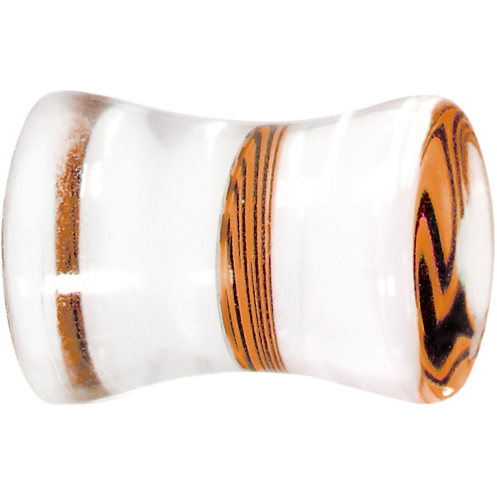 BodyCandy 2G Tangerine Zebra Acrylic Saddle Plug — lifestyle context