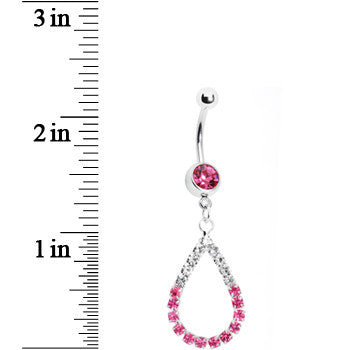 BodyCandy Clear Pink Jeweled Teardrop Belly Ring — detail close-up