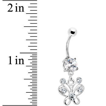 BodyCandy Clear Cubic Zirconia Butterfly Belly Ring — detail close-up