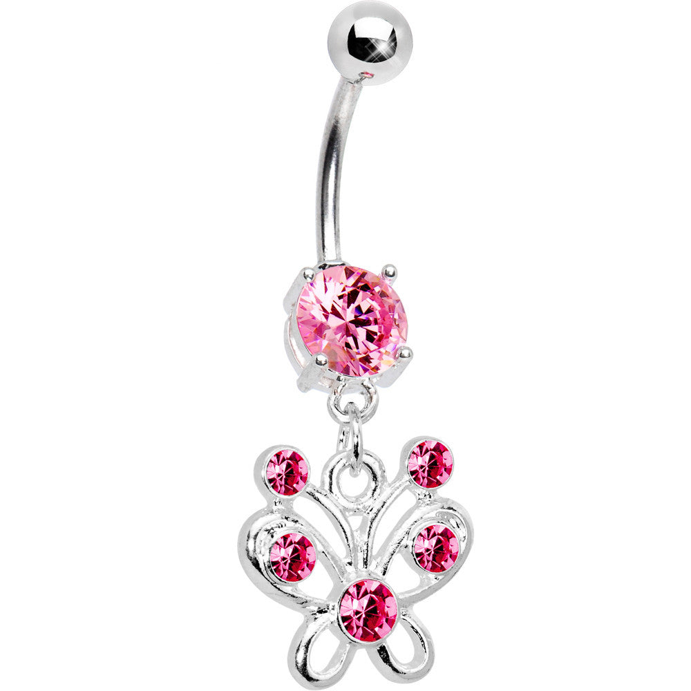 BodyCandy Pink Cubic Zirconia Butterfly Belly Ring — main product shot