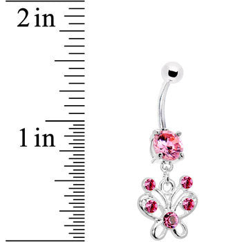 BodyCandy Pink Cubic Zirconia Butterfly Belly Ring — detail close-up