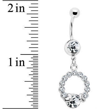 BodyCandy Clear Gem Wrap Me in Love Heart Dangle Belly Ring — detail close-up