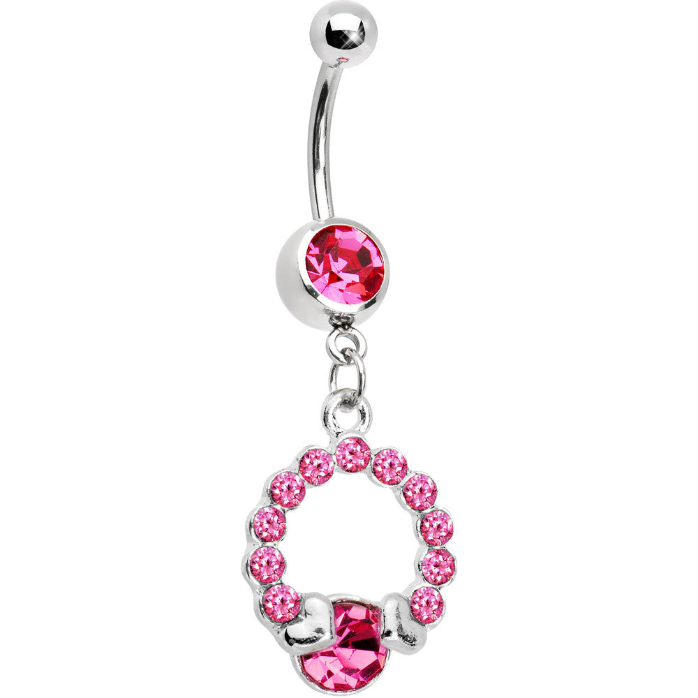 BodyCandy Pink Gem Wrap Me in Love Heart Dangle Belly Ring — main product shot