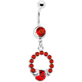 BodyCandy Red Gem Wrap Me in Love Heart Dangle Belly Ring — main product shot