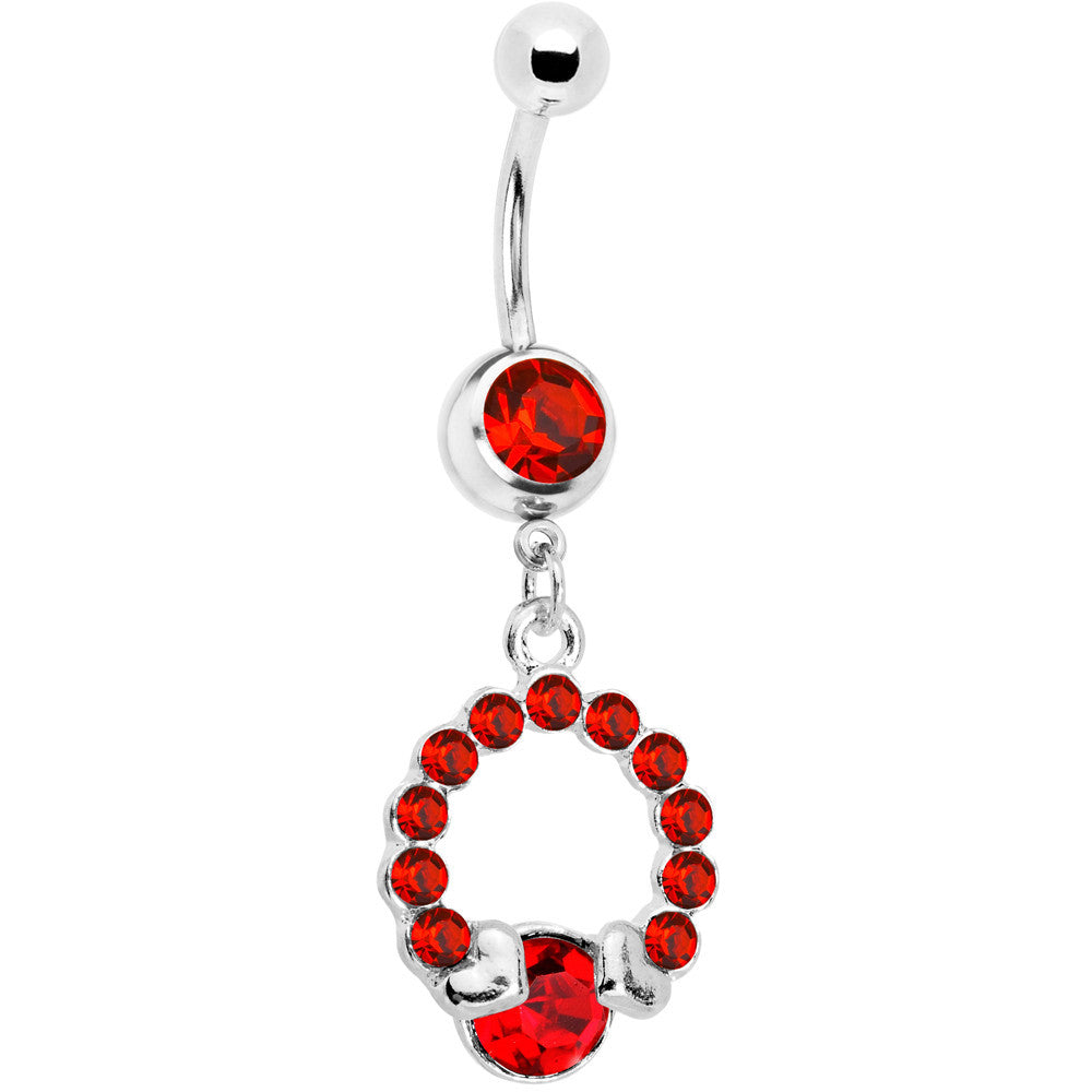 BodyCandy Red Gem Wrap Me in Love Heart Dangle Belly Ring — main product shot
