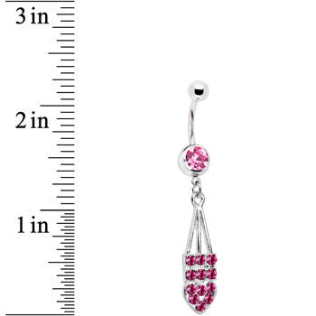 BodyCandy Pink Jeweled Arrow Heart Belly Ring — detail close-up