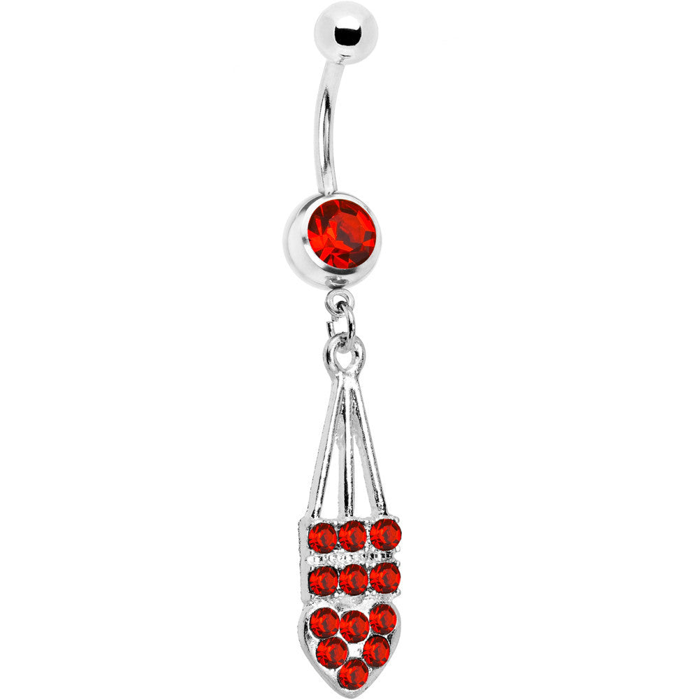BodyCandy Red Jeweled Arrow Heart Belly Ring — main product shot