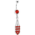 BodyCandy Red Jeweled Arrow Heart Belly Ring — main product shot