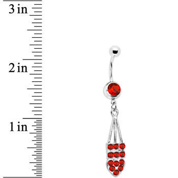 BodyCandy Red Jeweled Arrow Heart Belly Ring — detail close-up