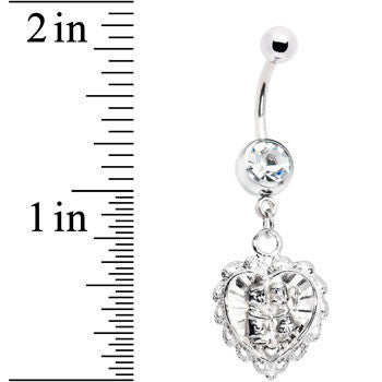 BodyCandy Romantic Couples Heart Belly Ring — detail close-up