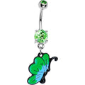 BodyCandy Peridot Green CZ Chromatic Butterfly Belly Ring — main product shot
