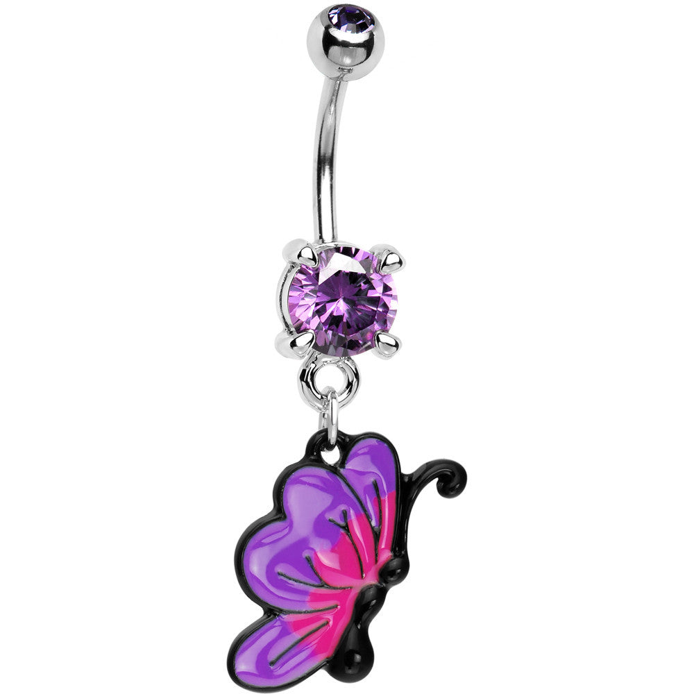 BodyCandy Tanzanite CZ Chromatic Butterfly Belly Ring — main product shot