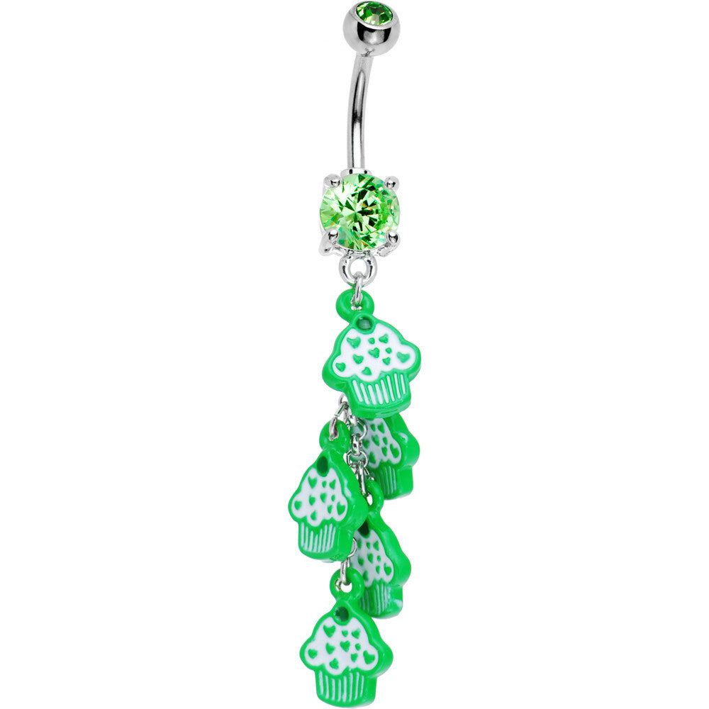 BodyCandy Peridot Green Cubic Zirconia Sweet Cupcake Drop Belly Ring — main product shot