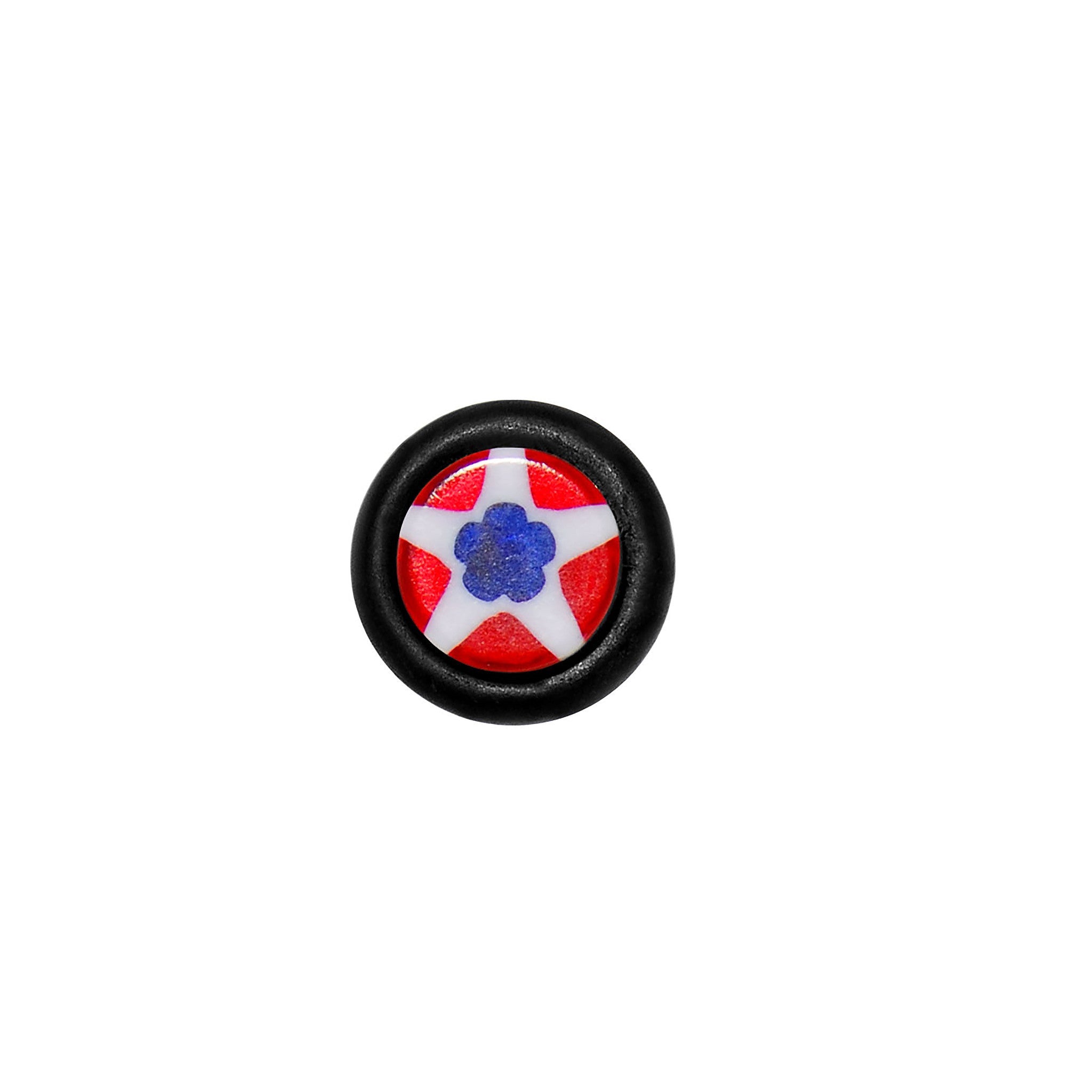 BodyCandy Patriotic Star Fake Taper Ear Plug — detail close-up