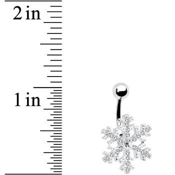 BodyCandy Crystalline Gem Snowflake Belly Ring — detail close-up
