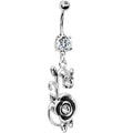 BodyCandy Clear CZ Rose Flower Bud Dangle Belly Ring — main product shot