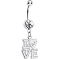 BodyCandy Clear Gem Dangling Love Belly Ring — main product shot