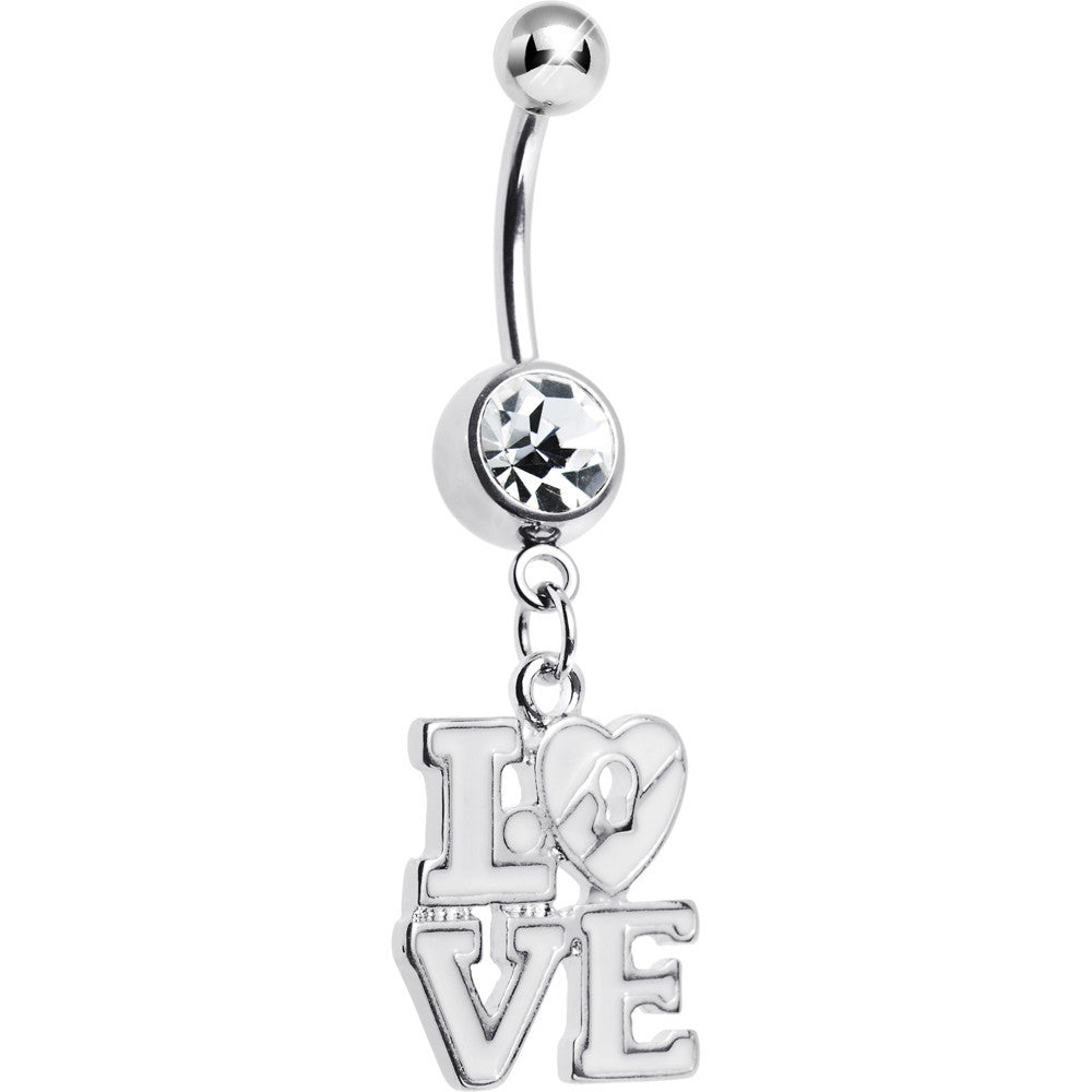 BodyCandy Clear Gem Dangling Love Belly Ring — main product shot