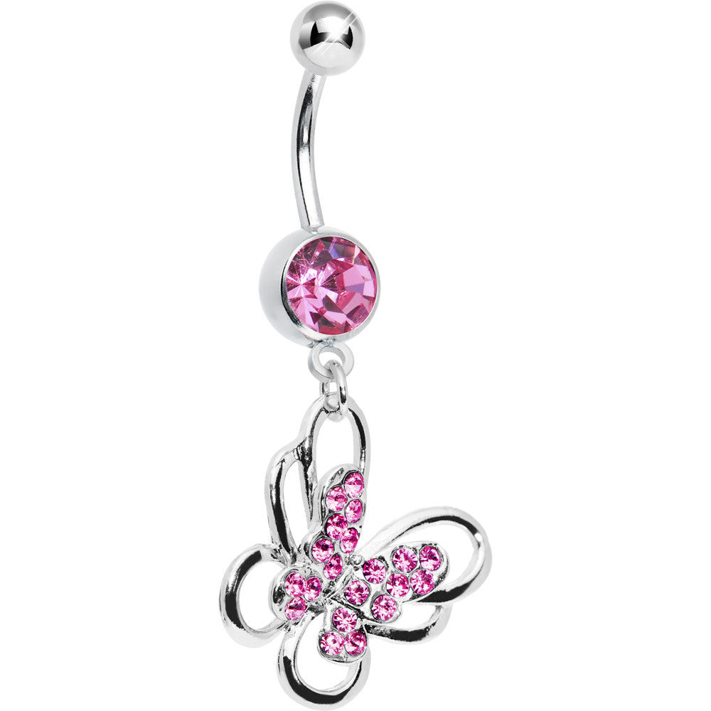 BodyCandy Pink Multi Paved Gem Butterfly Belly Ring — main product shot