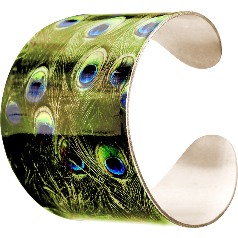 BodyCandy Glam Green Peacock Cuff Bracelet — main product shot