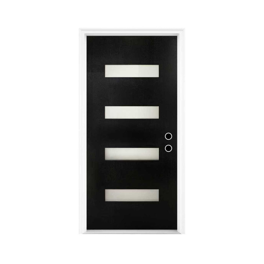 [36X80-Inch] Nuvia Modern Black Left Inswing Fiberglass Entry Door With 4-9/16 White Vinyl Frame (SAK52910) – SAKSBY WHOLESAL