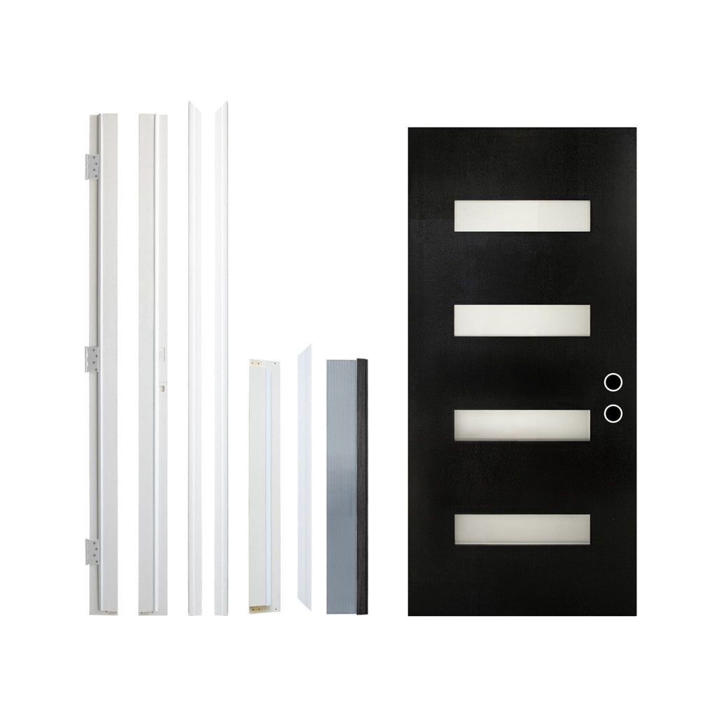[36X80-Inch] Nuvia Modern Black Left Inswing Fiberglass Entry Door With 4-9/16 White Vinyl Frame (SAK52910) – SAKSBY WHOLESAL