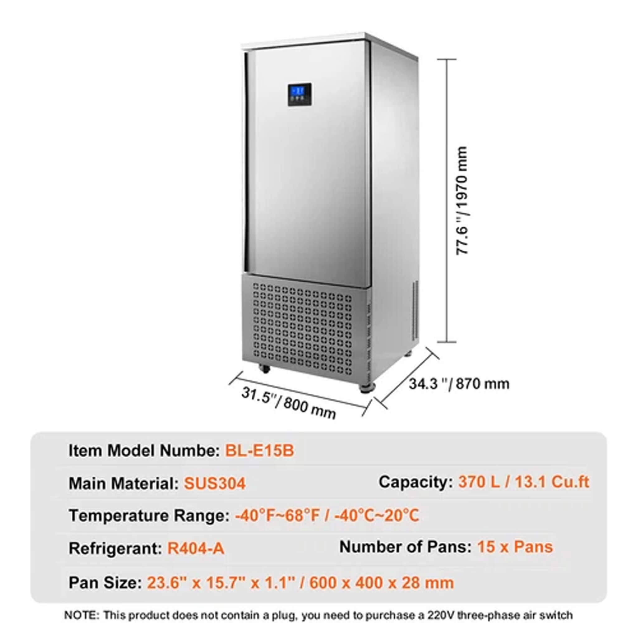 370L Commercial Freestanding Blast Freezer With 15 Trays For Chilling Seafood & Gelato (SAK98170) – SAKSBY WHOLESALE, view 11