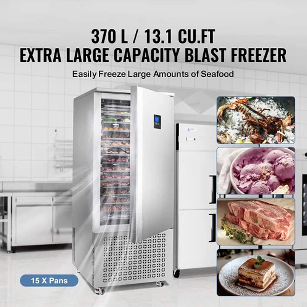 370L Commercial Freestanding Blast Freezer With 15 Trays For Chilling Seafood & Gelato (SAK98170) – SAKSBY WHOLESALE, view 3