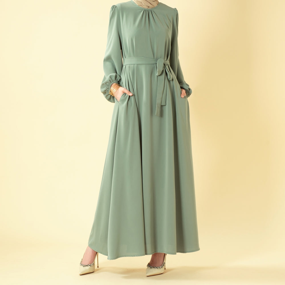 Mariam's Collection Candy Color Pleated Abaya | Must-have Essential Basic Dress (MA142) — comparison shot