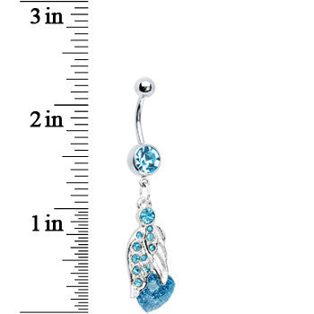 BodyCandy Blue Gem Heaven Angelic Heart Belly Ring — detail close-up