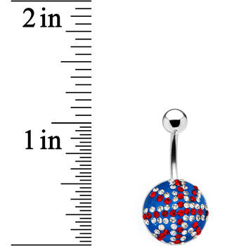 BodyCandy Crystal British Flag Belly Ring — detail close-up