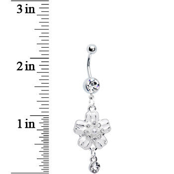 BodyCandy Clear Gem Perfect Posy Flower Dangle Belly Ring — detail close-up