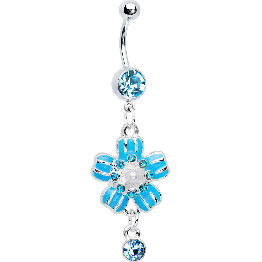 BodyCandy Sky Blue Gem Perfect Posy Flower Dangle Belly Ring — main product shot