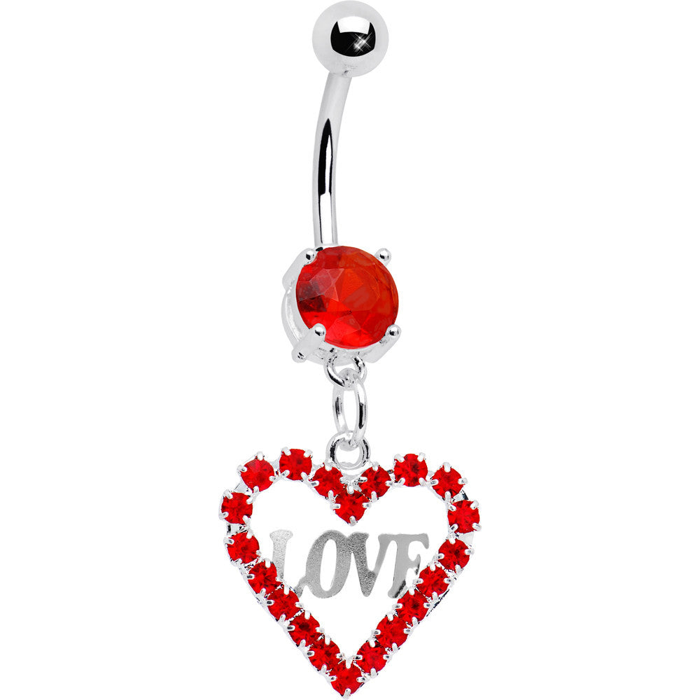 BodyCandy Ravishing Red Heart of Love Gem Belly Ring — main product shot