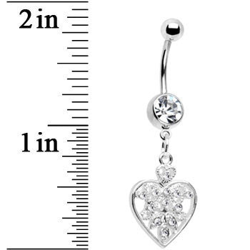 BodyCandy Clear Crystal Accent Fill My Heart Belly Ring — detail close-up
