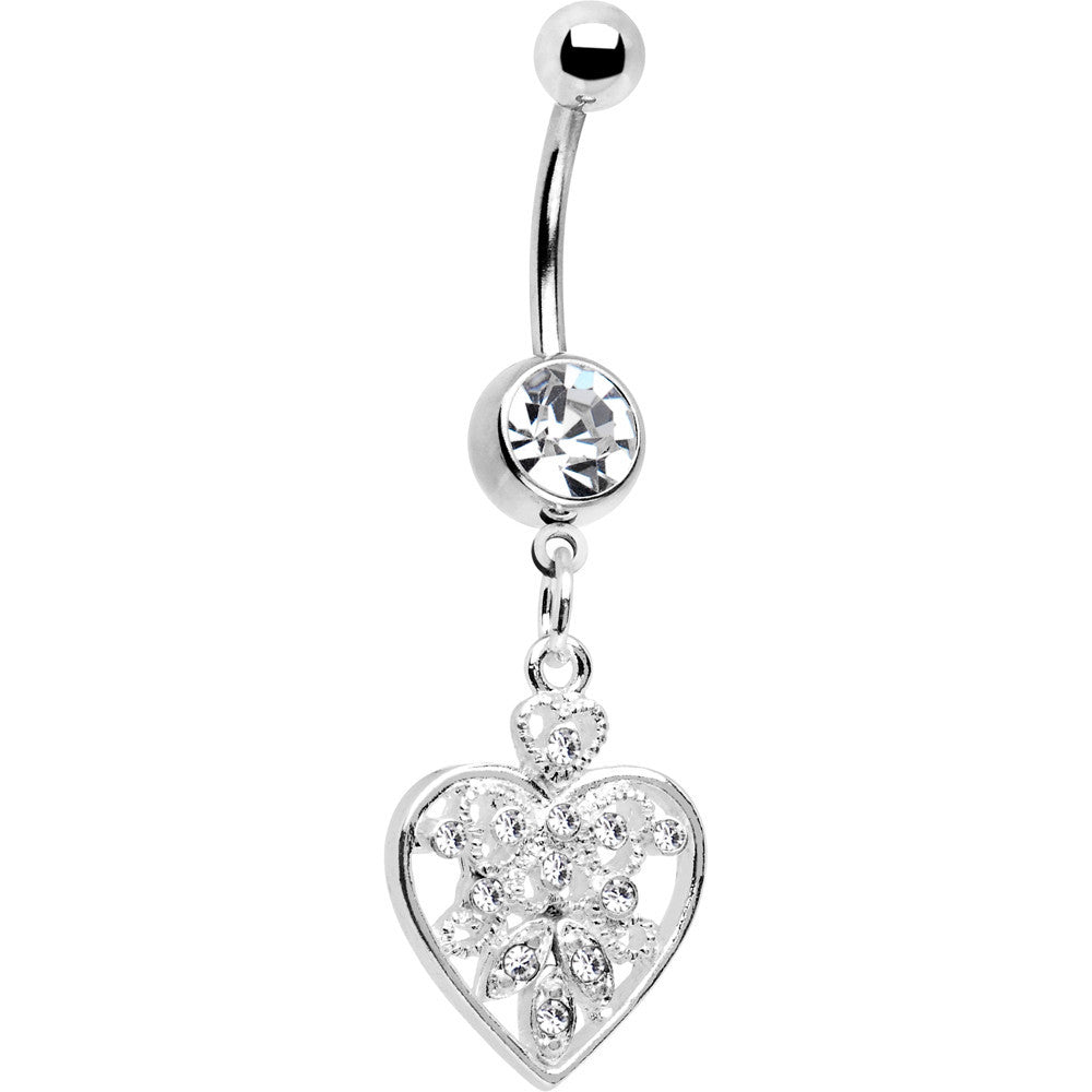 BodyCandy Clear Crystal Accent Fill My Heart Belly Ring — main product shot