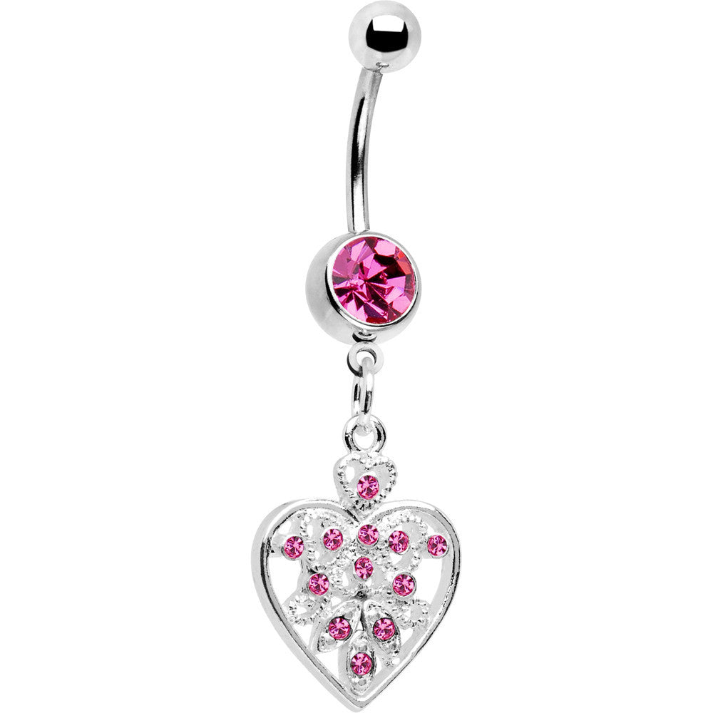 BodyCandy Pink Crystal Accent Fill My Heart Belly Ring — main product shot