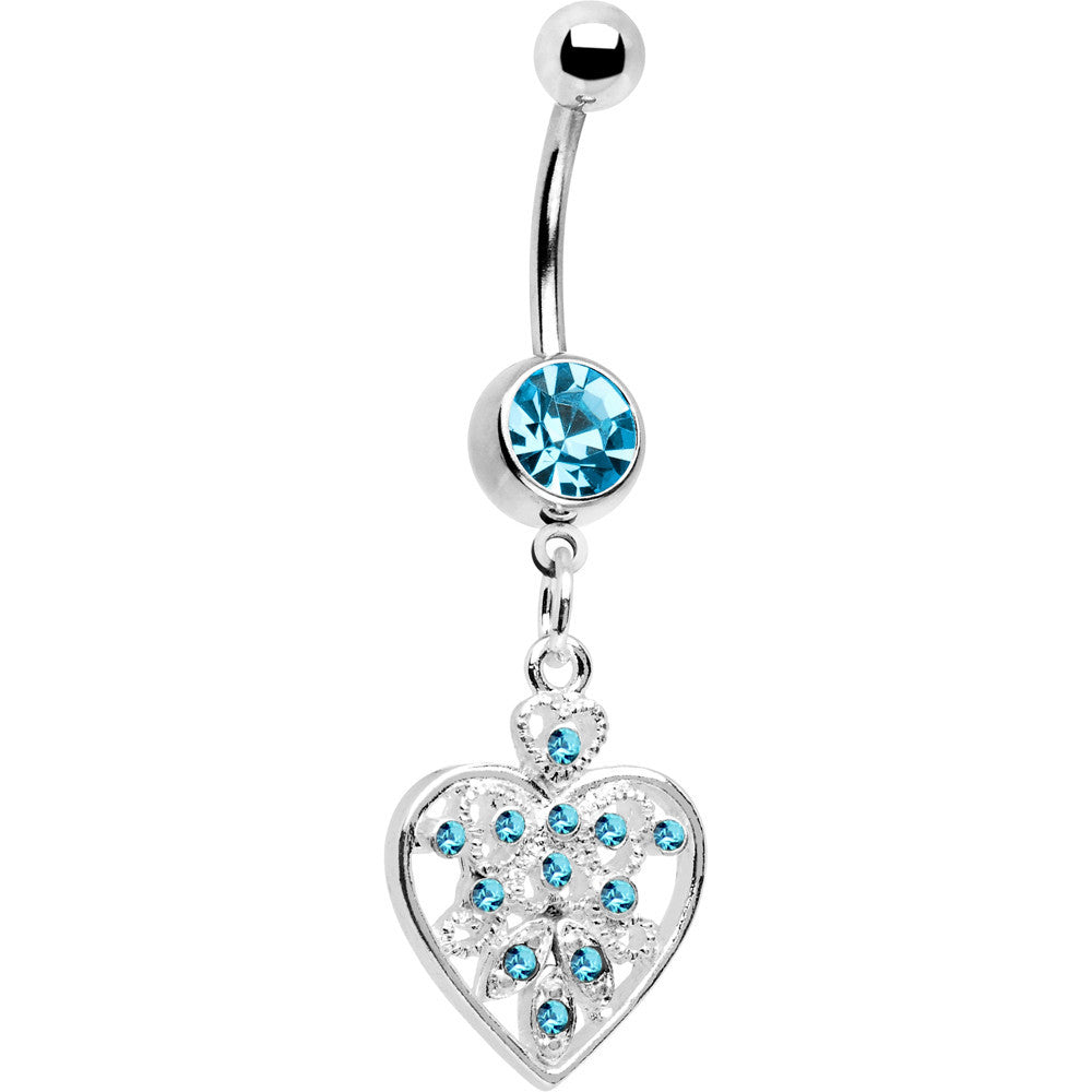 BodyCandy Blue Crystal Accent Fill My Heart Belly Ring — main product shot