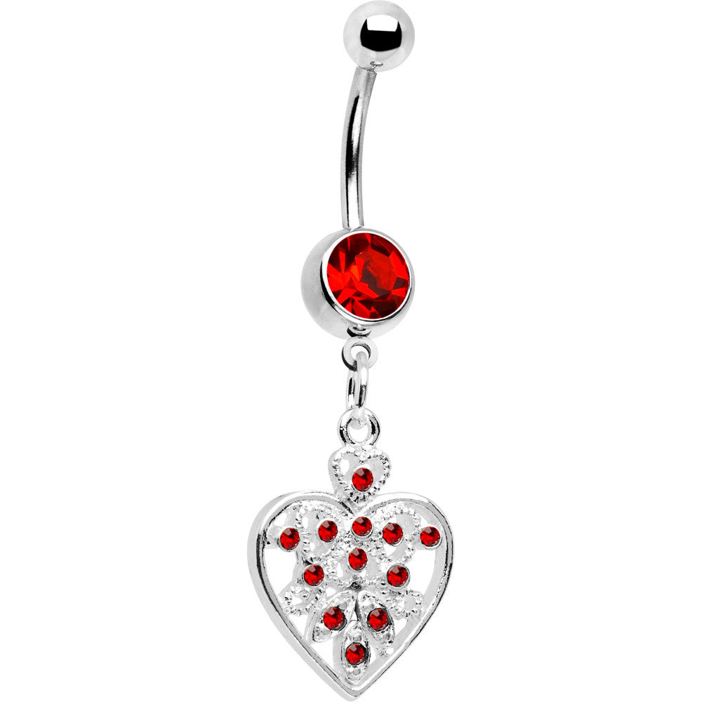 BodyCandy Red Crystal Accent Fill My Heart Belly Ring — main product shot