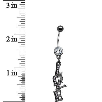 BodyCandy Midnight Love Dangle Clear Gem Belly Ring — detail close-up