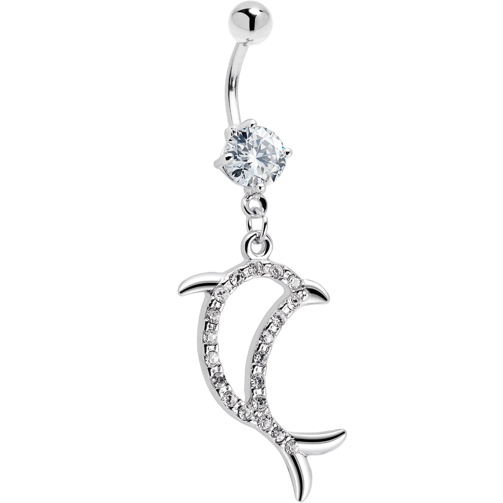 BodyCandy Crystalline Gem Hollow Dolphin Belly Ring — main product shot