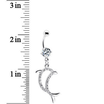 BodyCandy Crystalline Gem Hollow Dolphin Belly Ring — detail close-up