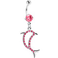 BodyCandy Pink Gem Hollow Dolphin Belly Ring — main product shot