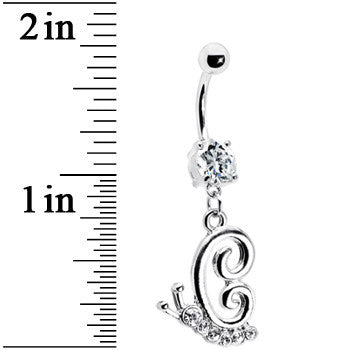 BodyCandy Clear Gem Snail Dangle Belly Ring — detail close-up