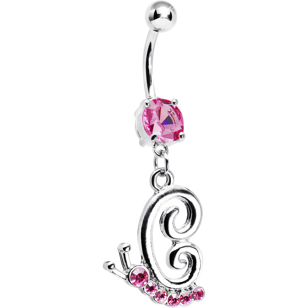 BodyCandy Pink Gem Snail Dangle Belly Ring — main product shot